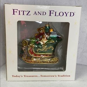 Fitz and Floyd Vintage X-mas Sleigh W/Toy Bag